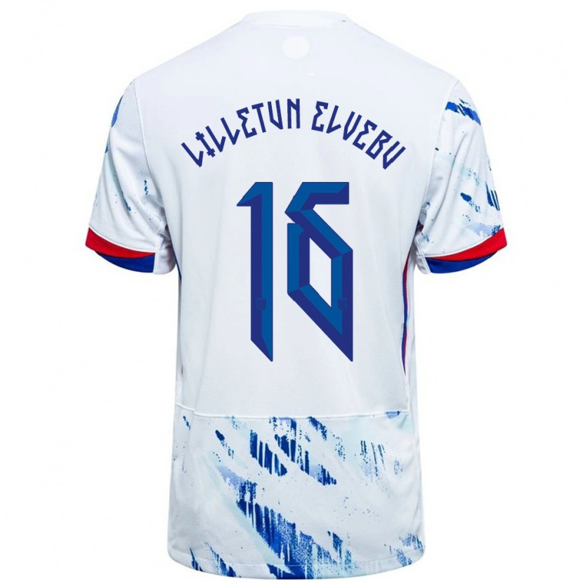 Danxen Damen Norwegen Aleksander Lilletun Elvebu #16 Weiß Blau Auswärtstrikot Trikot 24-26 T-Shirt