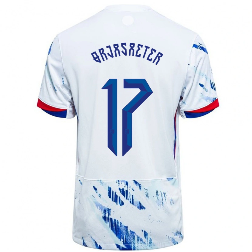 Danxen Damen Norwegen Sondre Ørjasæter #17 Weiß Blau Auswärtstrikot Trikot 24-26 T-Shirt