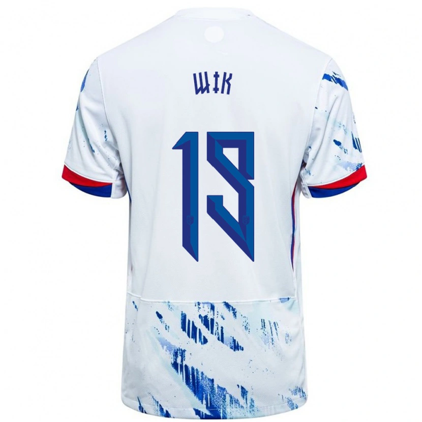 Danxen Damen Norwegen Nicholas Wik #19 Weiß Blau Auswärtstrikot Trikot 24-26 T-Shirt