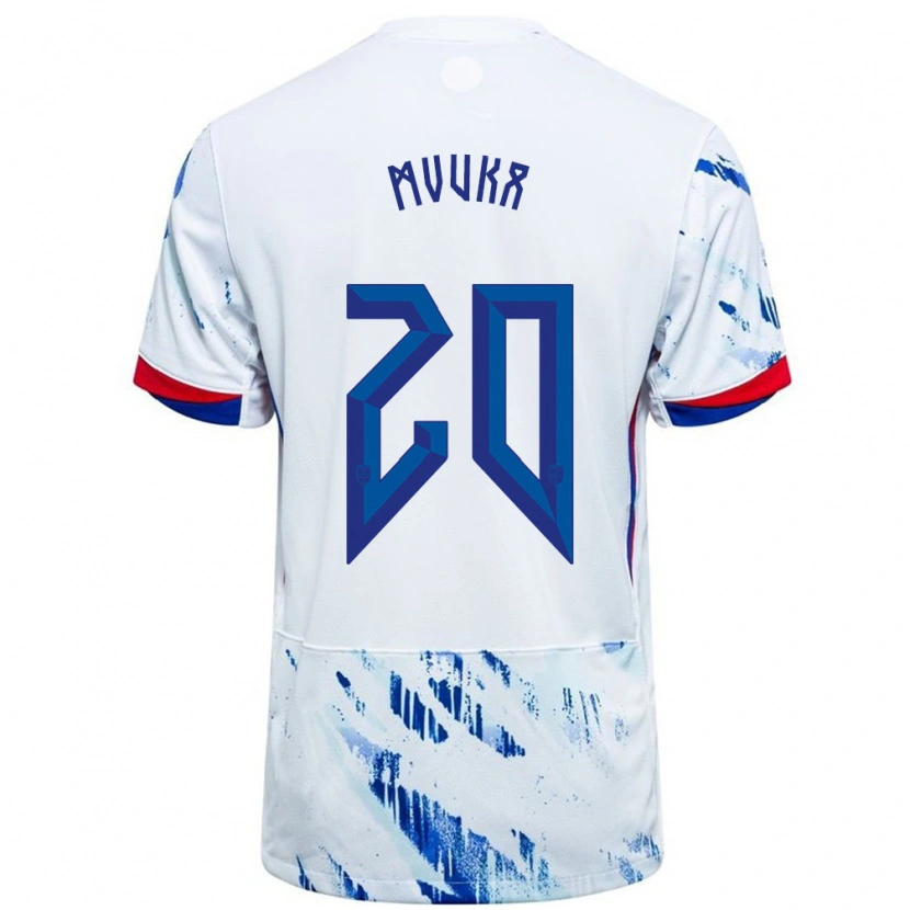 Danxen Damen Norwegen Joel Mvuka #20 Weiß Blau Auswärtstrikot Trikot 24-26 T-Shirt