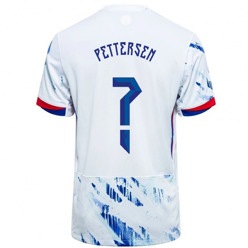 Danxen Damen Norwegen Guro Pettersen #0 Weiß Blau Auswärtstrikot Trikot 24-26 T-Shirt