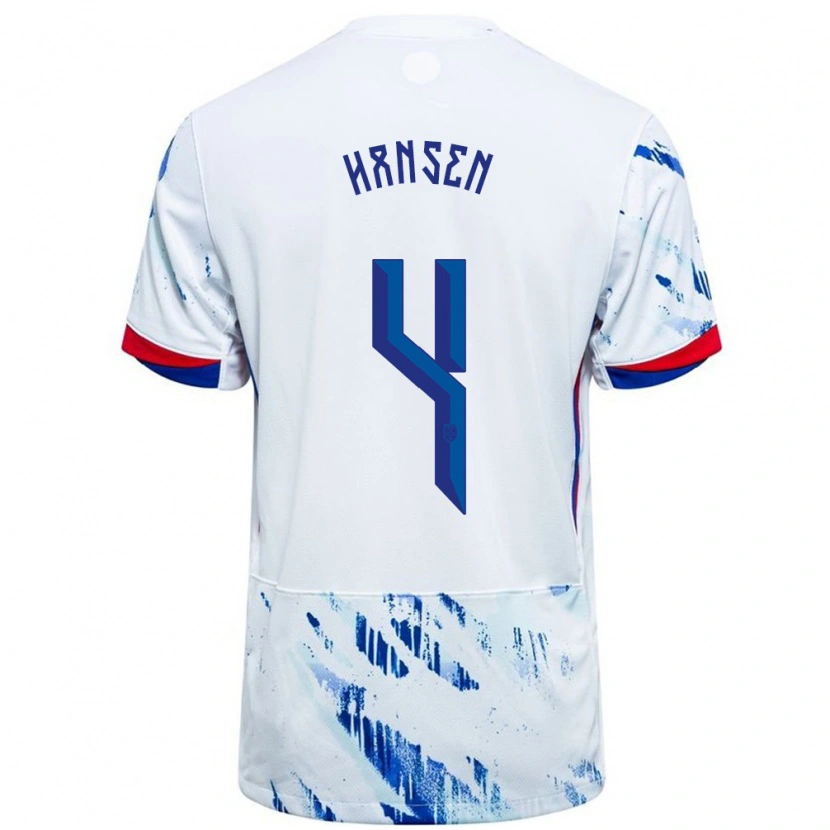 Danxen Damen Norwegen Tuva Hansen #4 Weiß Blau Auswärtstrikot Trikot 24-26 T-Shirt