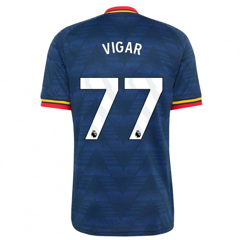 Danxen Damen Billy Vigar #77 Mitternachtsblau Gelb Rot Auswärtstrikot Trikot 2026/27 T-Shirt