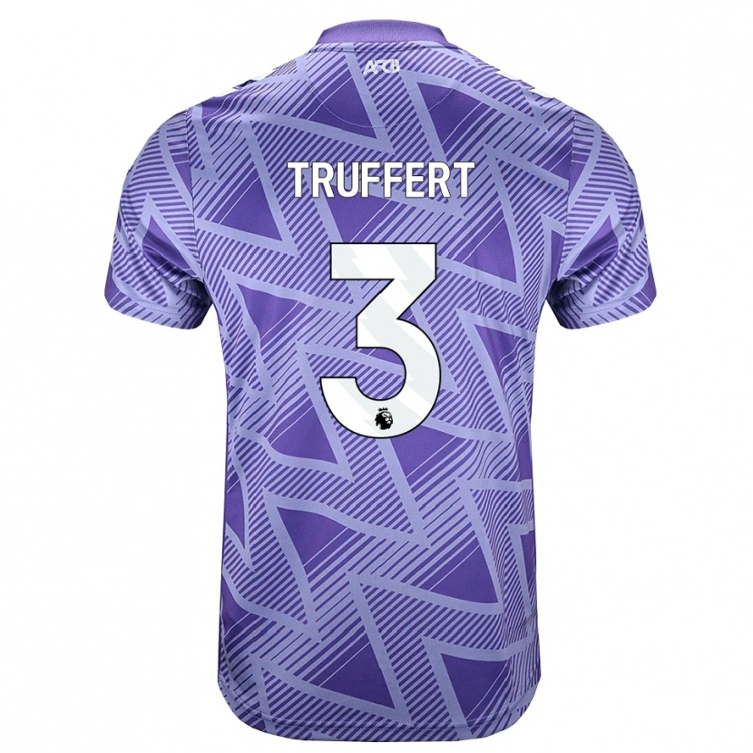 Danxen Damen Adrien Truffert #3 Blassesviolett Rot Weiß Auswärtstrikot Trikot 2026/27 T-Shirt