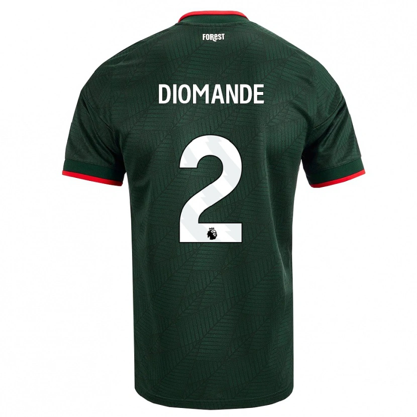 Danxen Damen Ousmane Diomande #2 Dunkelgrün Rot Auswärtstrikot Trikot 2026/27 T-Shirt