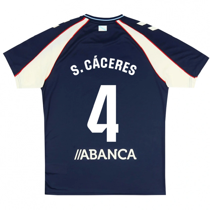 Danxen Kinder Sebastián Cáceres #4 Königsblau Rot Weiß Auswärtstrikot Trikot 2026/27 T-Shirt