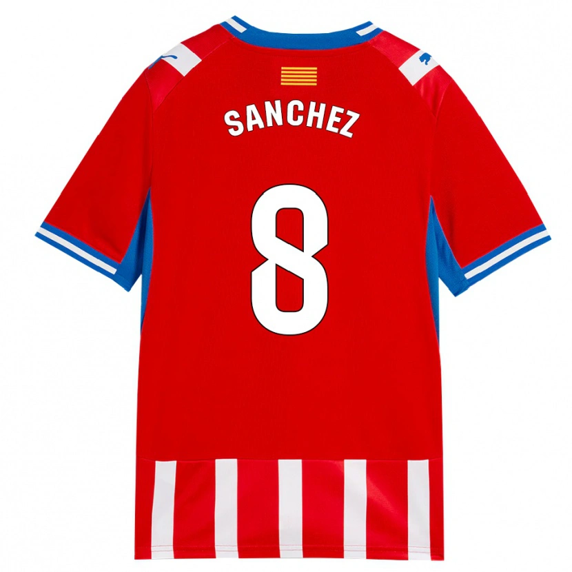 Danxen Kinder Miguel Ángel Sánchez #8 Rot Weiß Himmelblau Heimtrikot Trikot 2026/27 T-Shirt