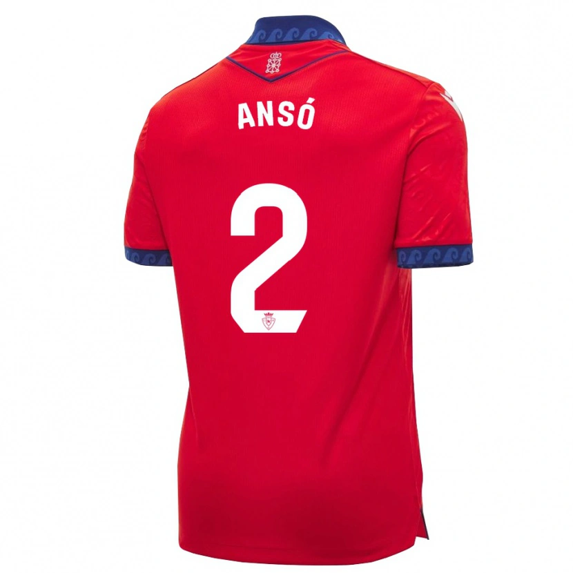 Danxen Kinder Mikel Ansó #2 Rot Marineblau Weiß Heimtrikot Trikot 2026/27 T-Shirt
