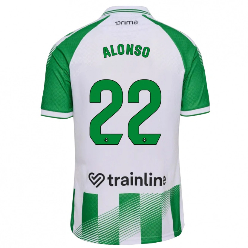 Danxen Kinder Borja Alonso #22 Hellgrün Schwarz Weiß Heimtrikot Trikot 2026/27 T-Shirt