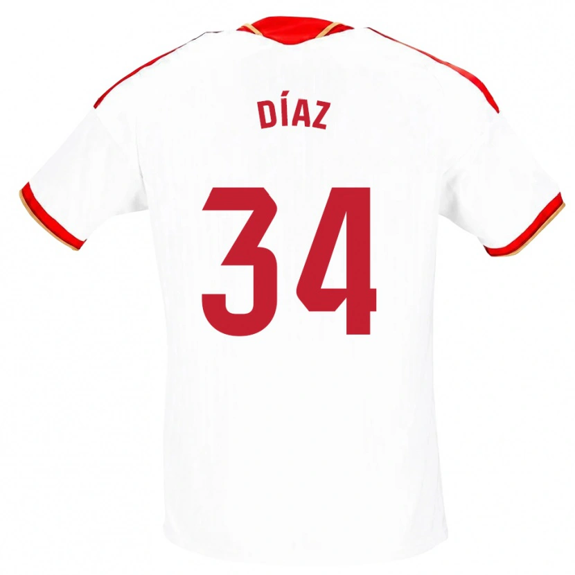 Danxen Kinder Mario Díaz #34 Weiß Rot Heimtrikot Trikot 2026/27 T-Shirt