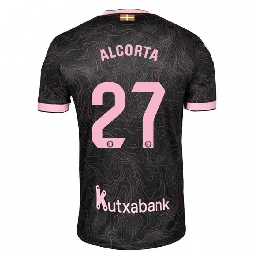 Danxen Kinder Alaitz Alcorta #27 Schwarz Pink Auswärtstrikot Trikot 2026/27 T-Shirt