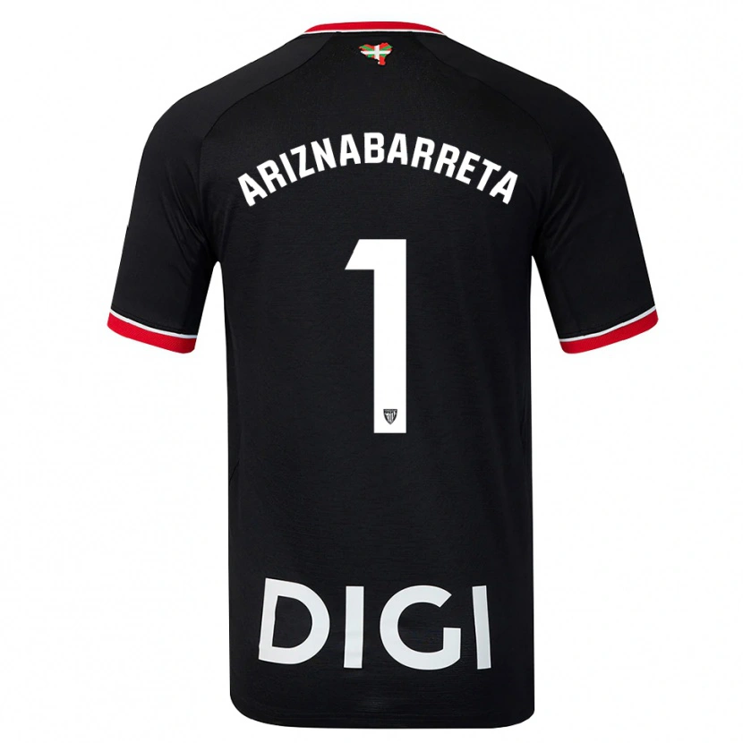 Danxen Kinder Oier Ariznabarreta #1 Schwarz Weiß Rot Auswärtstrikot Trikot 2026/27 T-Shirt