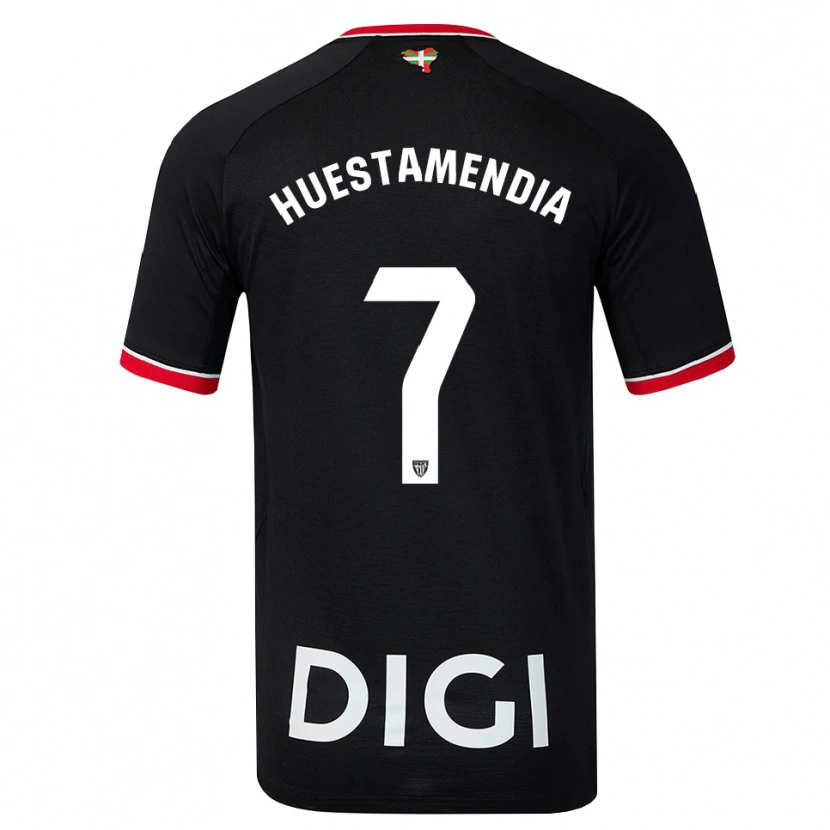 Danxen Kinder Peio Huestamendia #7 Schwarz Weiß Rot Auswärtstrikot Trikot 2026/27 T-Shirt