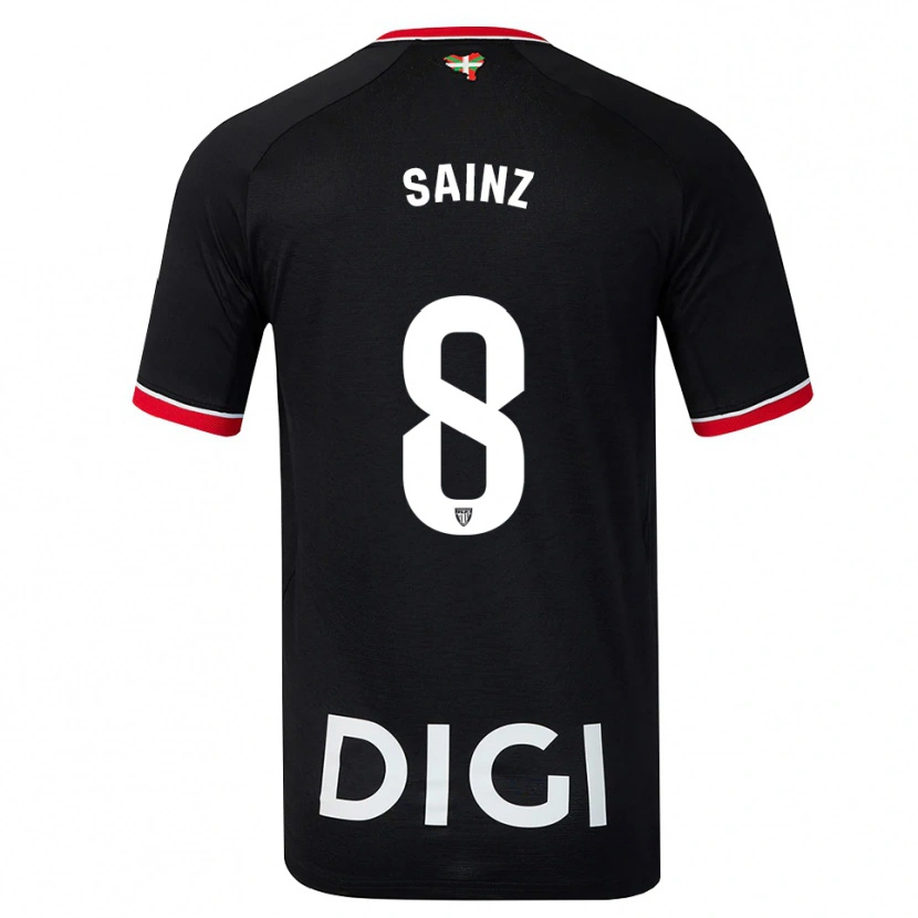 Danxen Kinder Iñigo Sainz #8 Schwarz Weiß Rot Auswärtstrikot Trikot 2026/27 T-Shirt