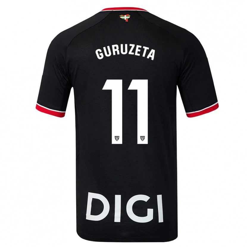 Danxen Kinder Gorka Guruzeta #11 Schwarz Weiß Rot Auswärtstrikot Trikot 2026/27 T-Shirt