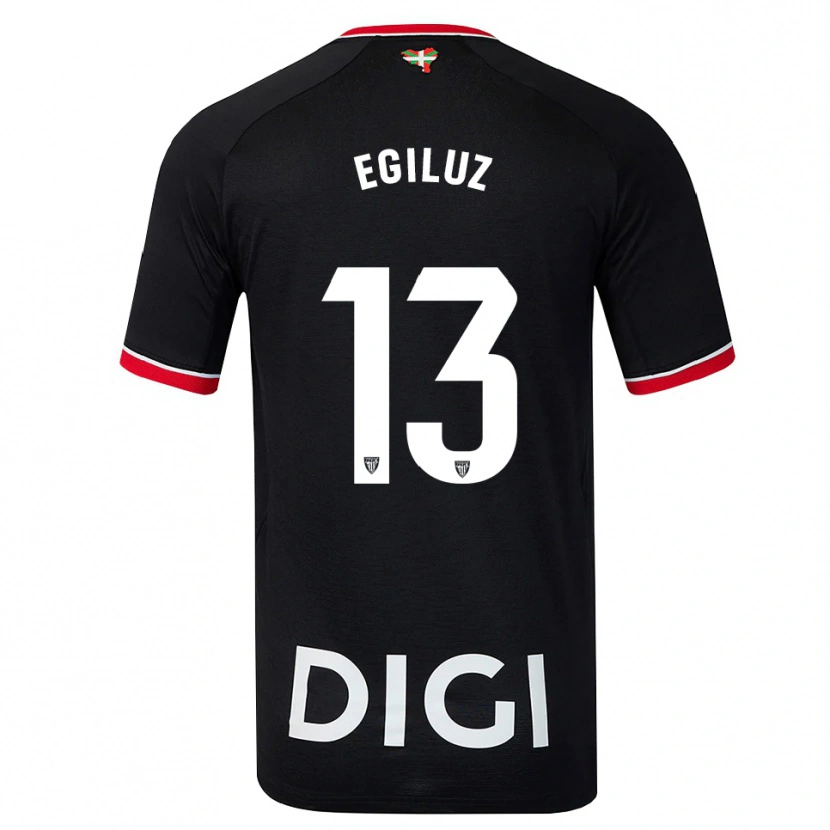 Danxen Kinder Unai Egiluz #13 Schwarz Weiß Rot Auswärtstrikot Trikot 2026/27 T-Shirt