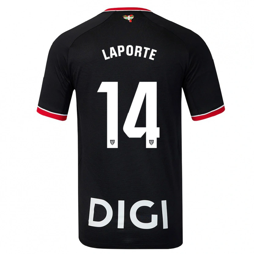 Danxen Kinder Aymeric Laporte #14 Schwarz Weiß Rot Auswärtstrikot Trikot 2026/27 T-Shirt