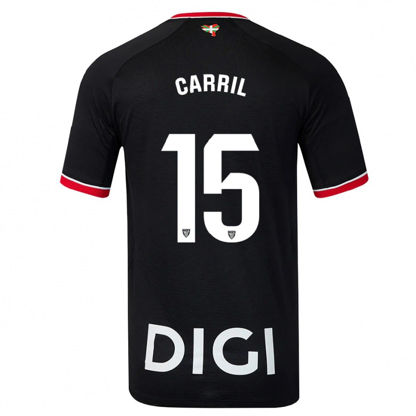 Danxen Kinder Álex Carril #15 Schwarz Weiß Rot Auswärtstrikot Trikot 2026/27 T-Shirt