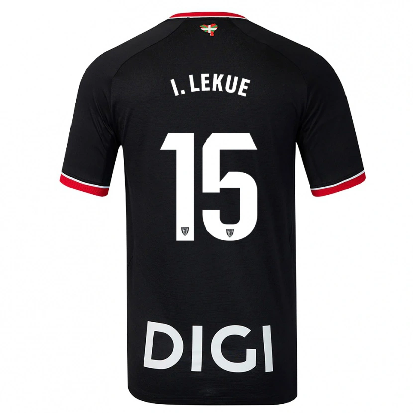 Danxen Kinder Inigo Lekue #15 Schwarz Weiß Rot Auswärtstrikot Trikot 2026/27 T-Shirt
