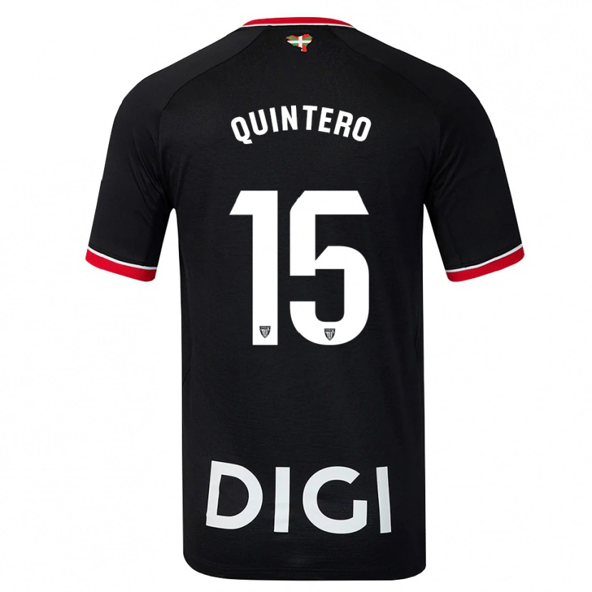 Danxen Kinder Iker Quintero #15 Schwarz Weiß Rot Auswärtstrikot Trikot 2026/27 T-Shirt