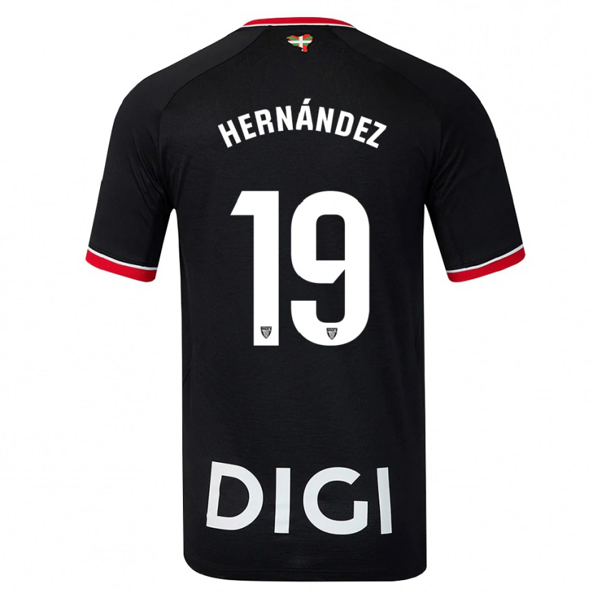 Danxen Kinder Egoitz Hernández #19 Schwarz Weiß Rot Auswärtstrikot Trikot 2026/27 T-Shirt