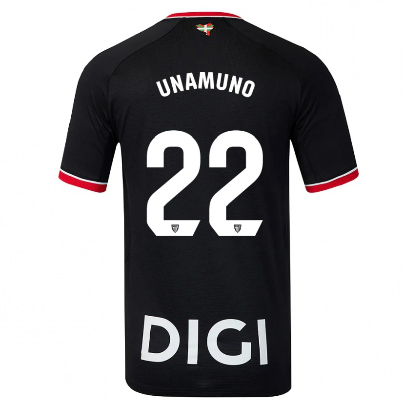 Danxen Kinder Oier Unamuno #22 Schwarz Weiß Rot Auswärtstrikot Trikot 2026/27 T-Shirt