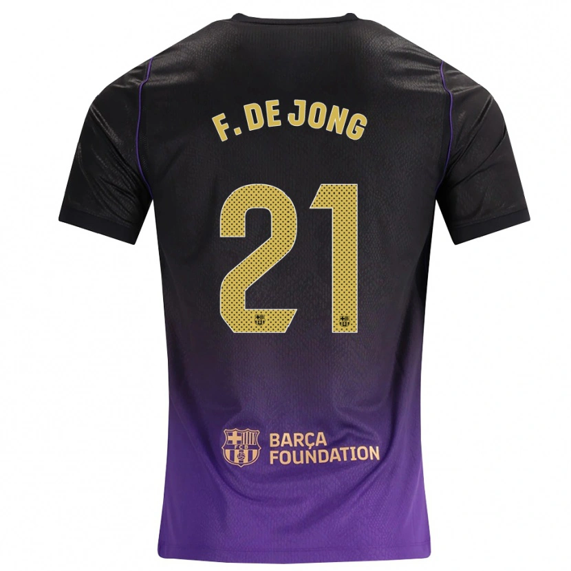 Danxen Kinder Frenkie De Jong #21 Lila Gelb Schwarz Auswärtstrikot Trikot 2026/27 T-Shirt