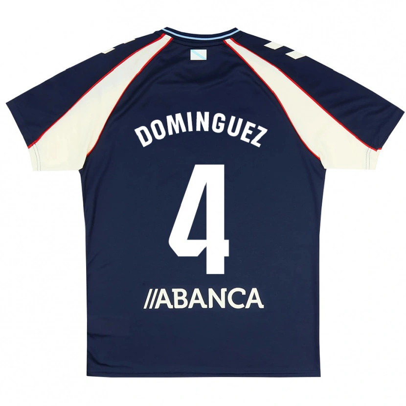 Danxen Kinder Javi Domínguez #4 Königsblau Rot Weiß Auswärtstrikot Trikot 2026/27 T-Shirt