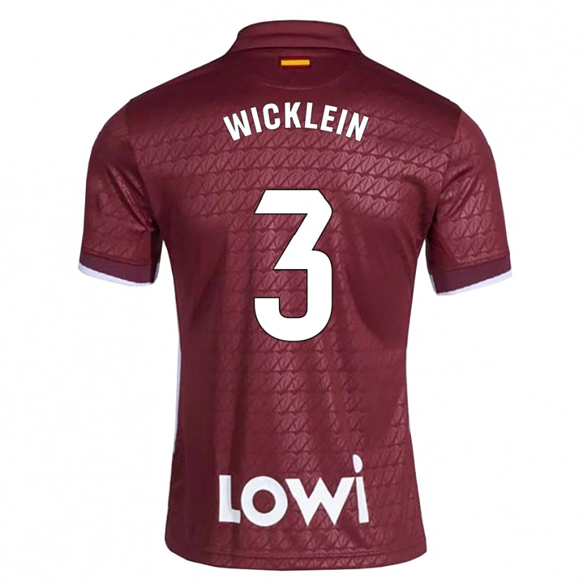 Danxen Kinder Johann Wicklein #3 Dunkelrot Weiß Auswärtstrikot Trikot 2026/27 T-Shirt