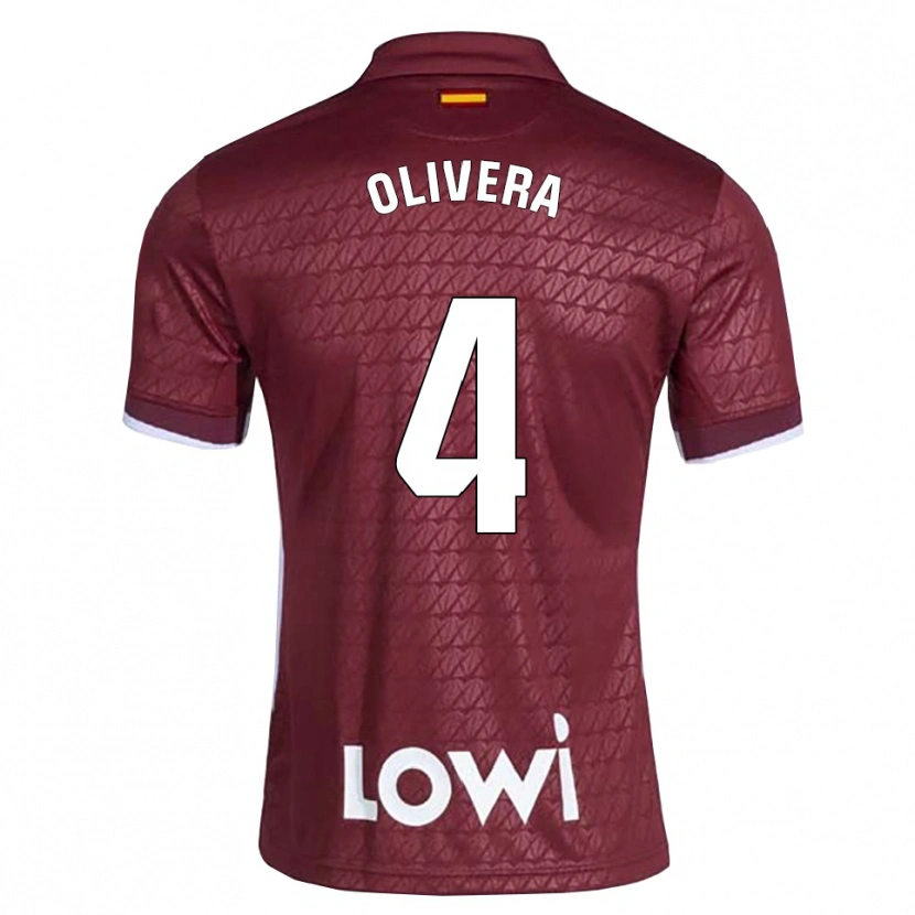 Danxen Kinder Ian Olivera #4 Dunkelrot Weiß Auswärtstrikot Trikot 2026/27 T-Shirt