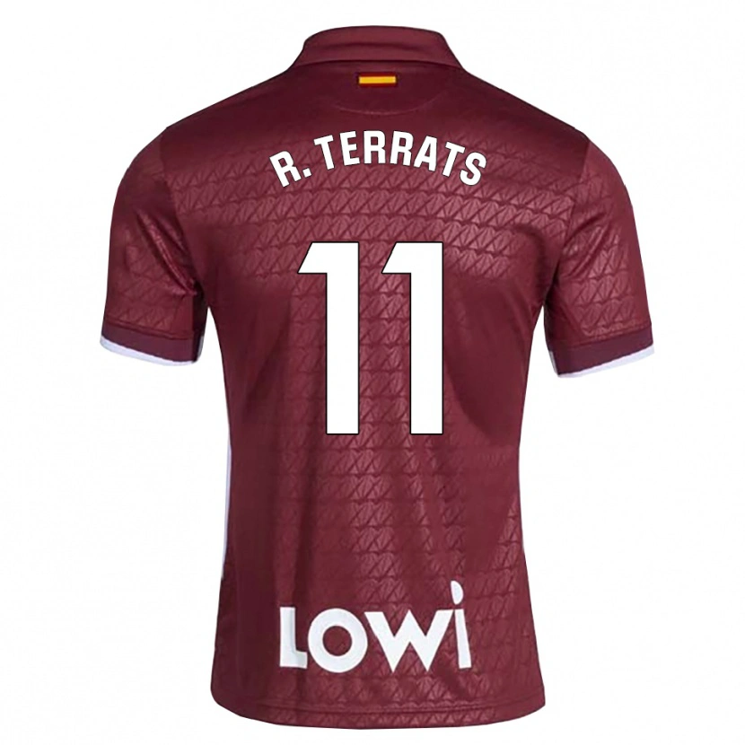 Danxen Kinder Ramón Terrats #11 Dunkelrot Weiß Auswärtstrikot Trikot 2026/27 T-Shirt