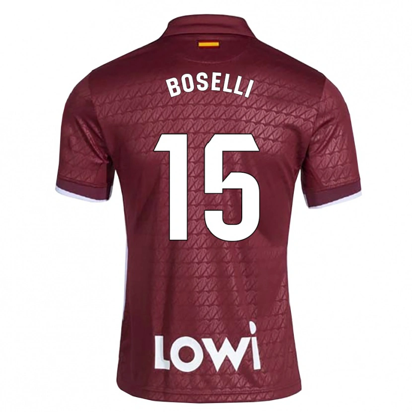 Danxen Kinder Sebastián Boselli #15 Dunkelrot Weiß Auswärtstrikot Trikot 2026/27 T-Shirt
