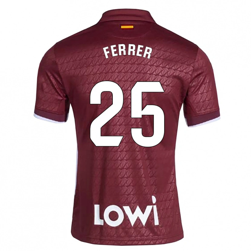 Danxen Kinder Diego Ferrer #25 Dunkelrot Weiß Auswärtstrikot Trikot 2026/27 T-Shirt