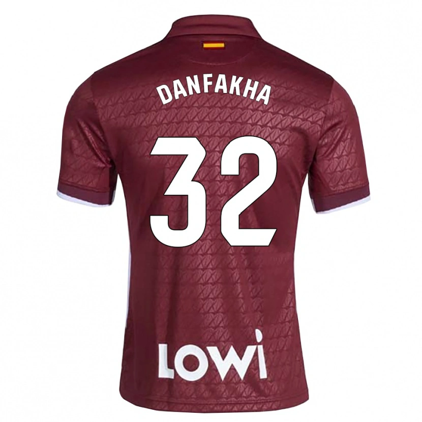 Danxen Kinder Ibrahima Danfakha #32 Dunkelrot Weiß Auswärtstrikot Trikot 2026/27 T-Shirt