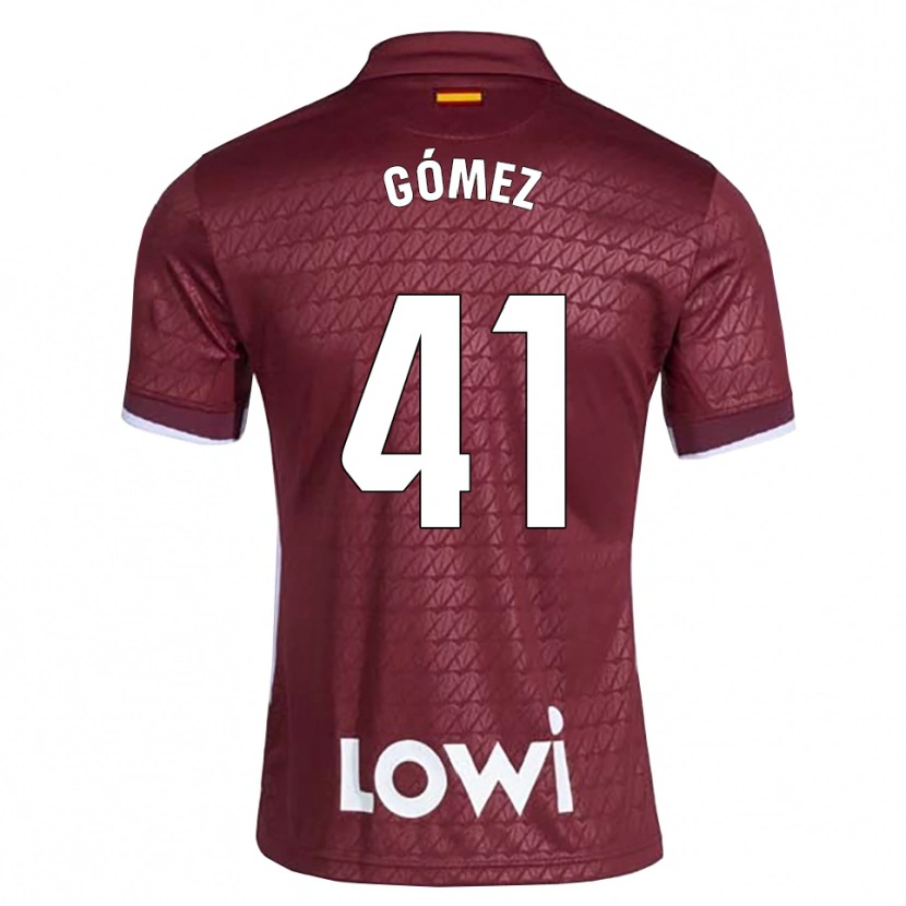 Danxen Kinder Álvaro Gómez #41 Dunkelrot Weiß Auswärtstrikot Trikot 2026/27 T-Shirt