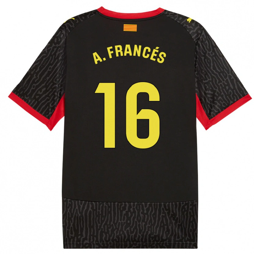 Danxen Kinder Alejandro Francés #16 Schwarz Gelb Rot Auswärtstrikot Trikot 2026/27 T-Shirt