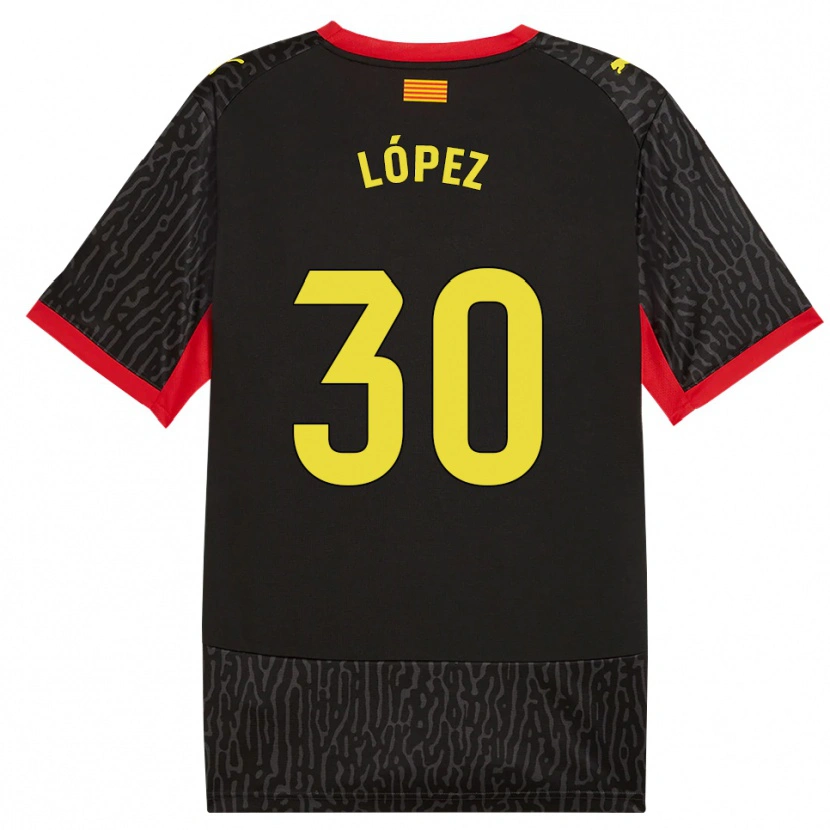 Danxen Kinder Pau López #30 Schwarz Gelb Rot Auswärtstrikot Trikot 2026/27 T-Shirt