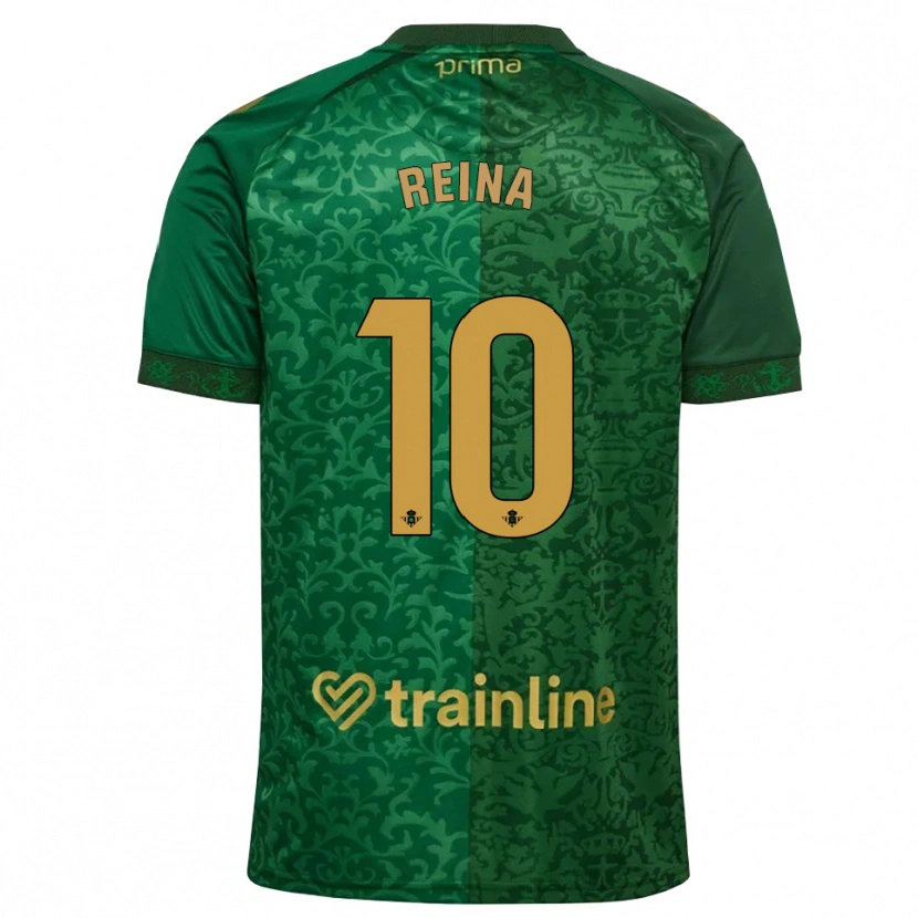 Danxen Kinder Carlos Reina #10 Waldgrün Dunkelgoldrute Auswärtstrikot Trikot 2026/27 T-Shirt