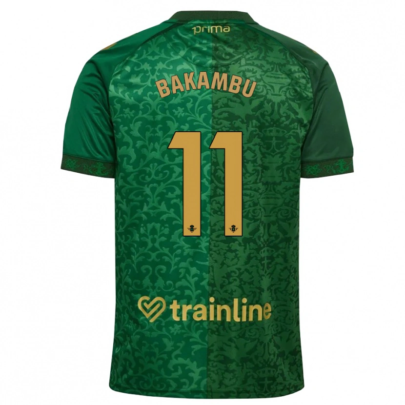 Danxen Kinder Cedric Bakambu #11 Waldgrün Dunkelgoldrute Auswärtstrikot Trikot 2026/27 T-Shirt