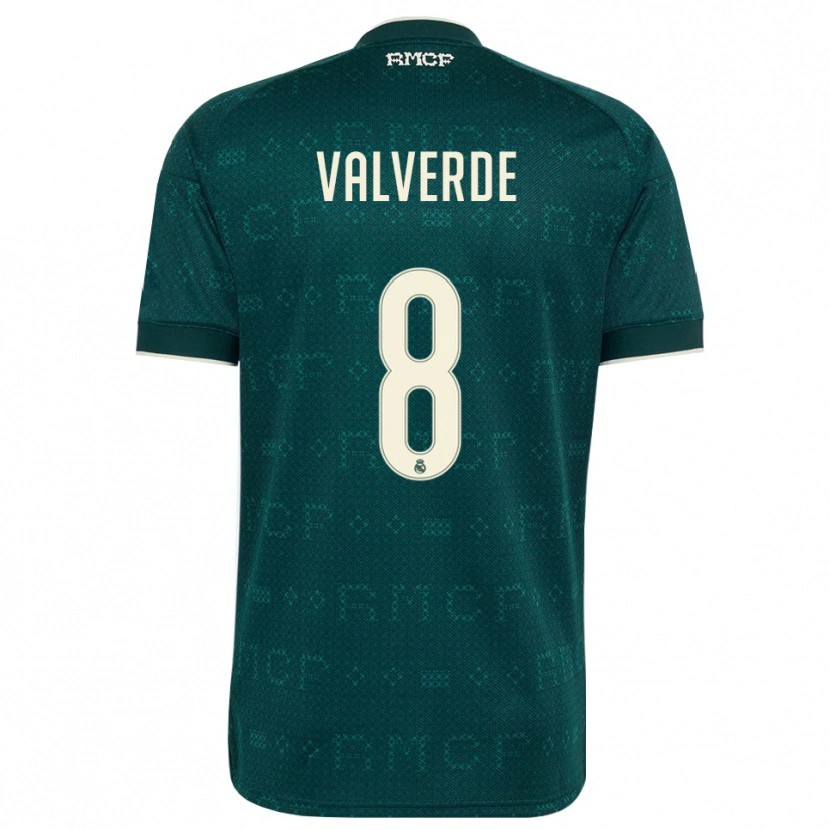 Danxen Kinder Federico Valverde #8 Dunkelgrauweiß Auswärtstrikot Trikot 2026/27 T-Shirt
