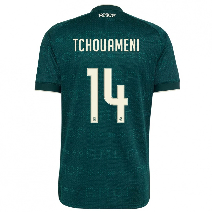 Danxen Kinder Aurélien Tchouaméni #14 Dunkelgrauweiß Auswärtstrikot Trikot 2026/27 T-Shirt