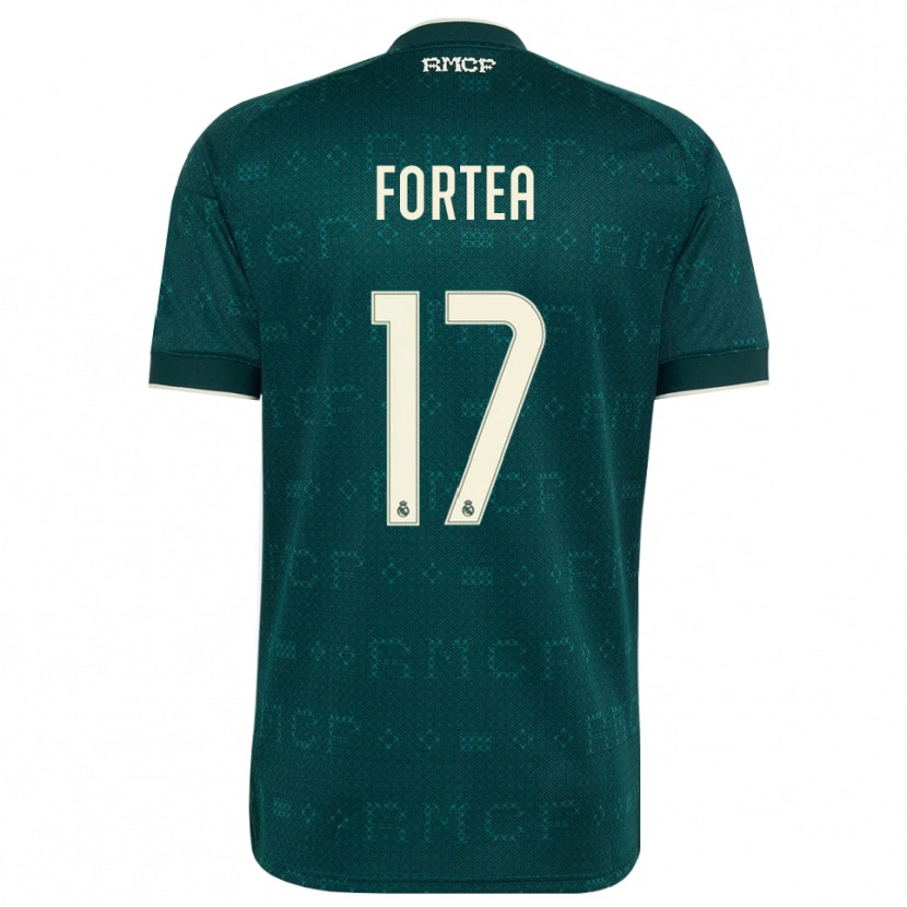 Danxen Kinder Jesús Fortea #17 Dunkelgrauweiß Auswärtstrikot Trikot 2026/27 T-Shirt