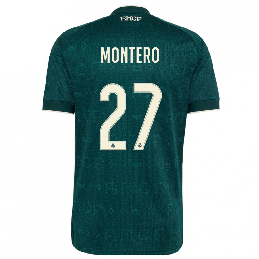 Danxen Kinder Pablo Montero #27 Dunkelgrauweiß Auswärtstrikot Trikot 2026/27 T-Shirt