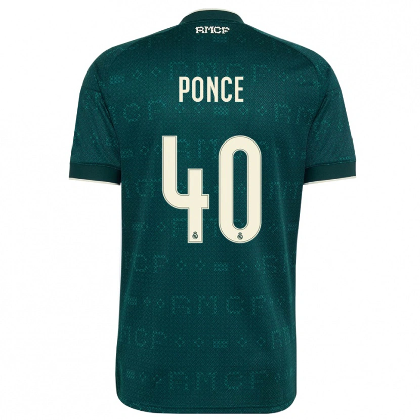 Danxen Kinder Guille Ponce #40 Dunkelgrauweiß Auswärtstrikot Trikot 2026/27 T-Shirt