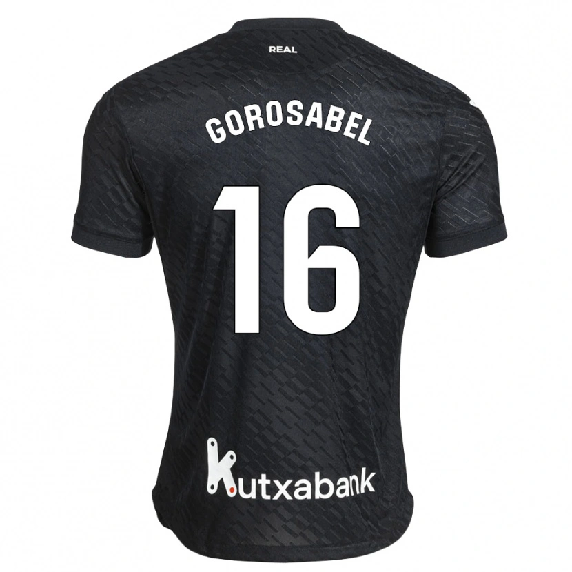 Danxen Kinder Gorka Gorosabel #16 Schwarz Weiß Auswärtstrikot Trikot 2026/27 T-Shirt