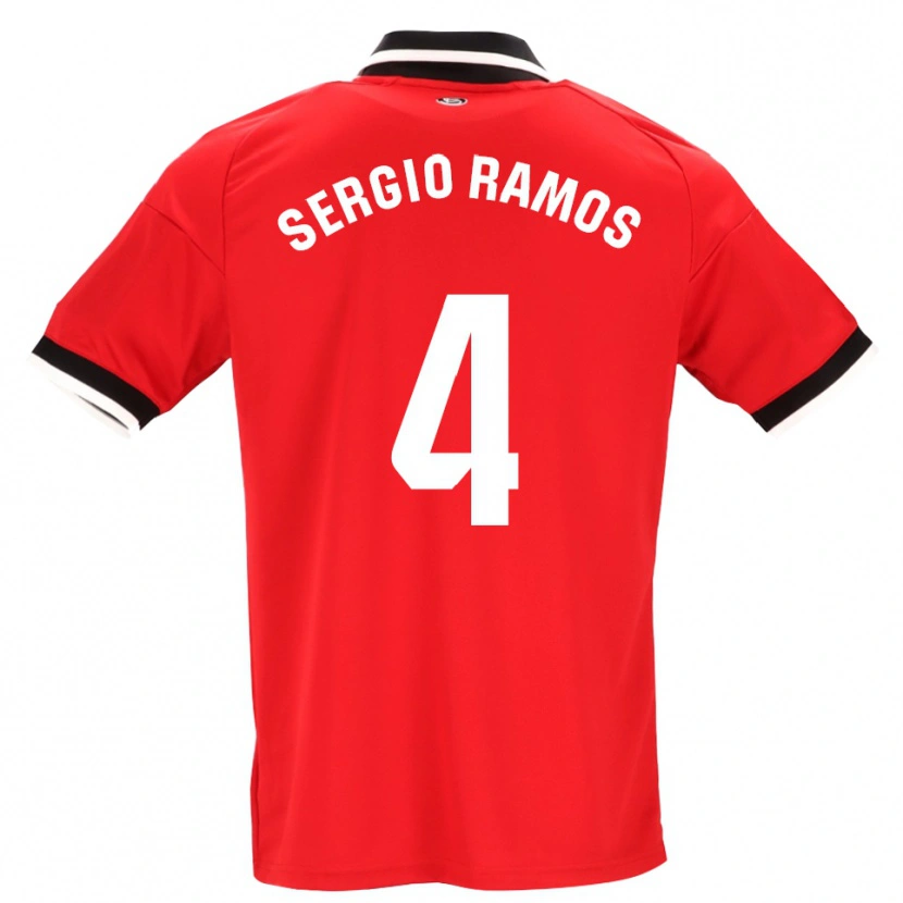 Danxen Kinder Sergio Ramos #4 Schwarz Weiß Rot Auswärtstrikot Trikot 2026/27 T-Shirt