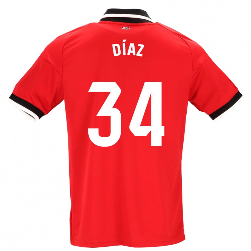 Danxen Kinder Mario Díaz #34 Schwarz Weiß Rot Auswärtstrikot Trikot 2026/27 T-Shirt