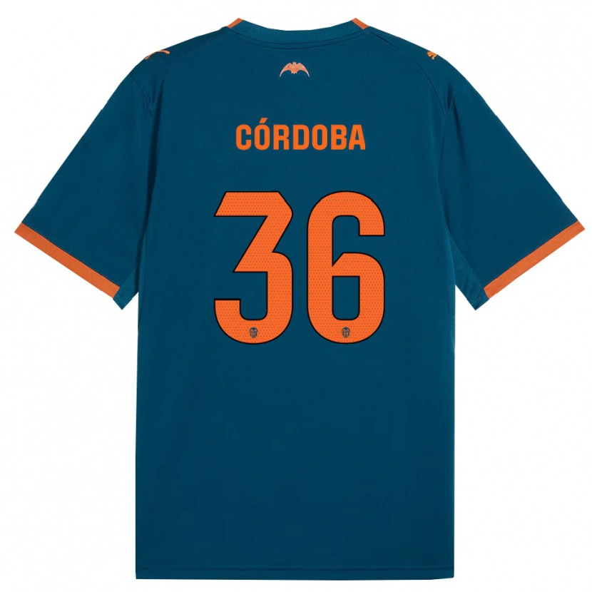 Danxen Kinder Iker Córdoba #36 Stahlblau Orange Auswärtstrikot Trikot 2026/27 T-Shirt