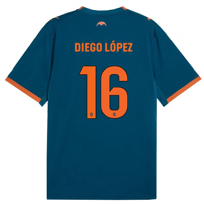 Danxen Kinder Diego López #16 Stahlblau Orange Auswärtstrikot Trikot 2026/27 T-Shirt