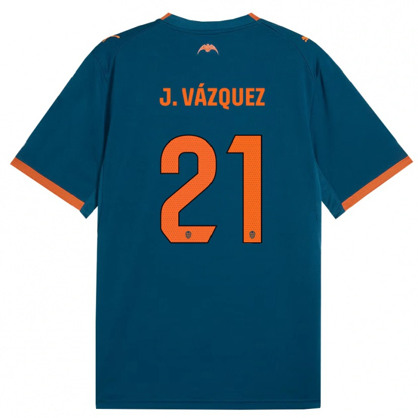 Danxen Kinder Jesús Vázquez #21 Stahlblau Orange Auswärtstrikot Trikot 2026/27 T-Shirt